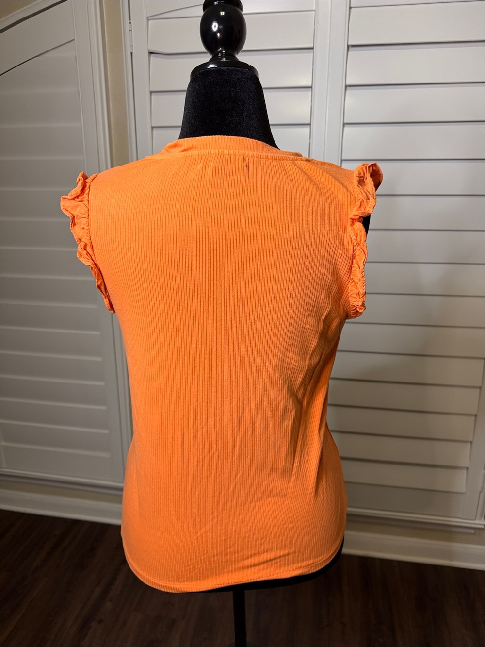 Design History Orange Ruffle-Sleeve Ribbed Tank - Picture 4 of 5